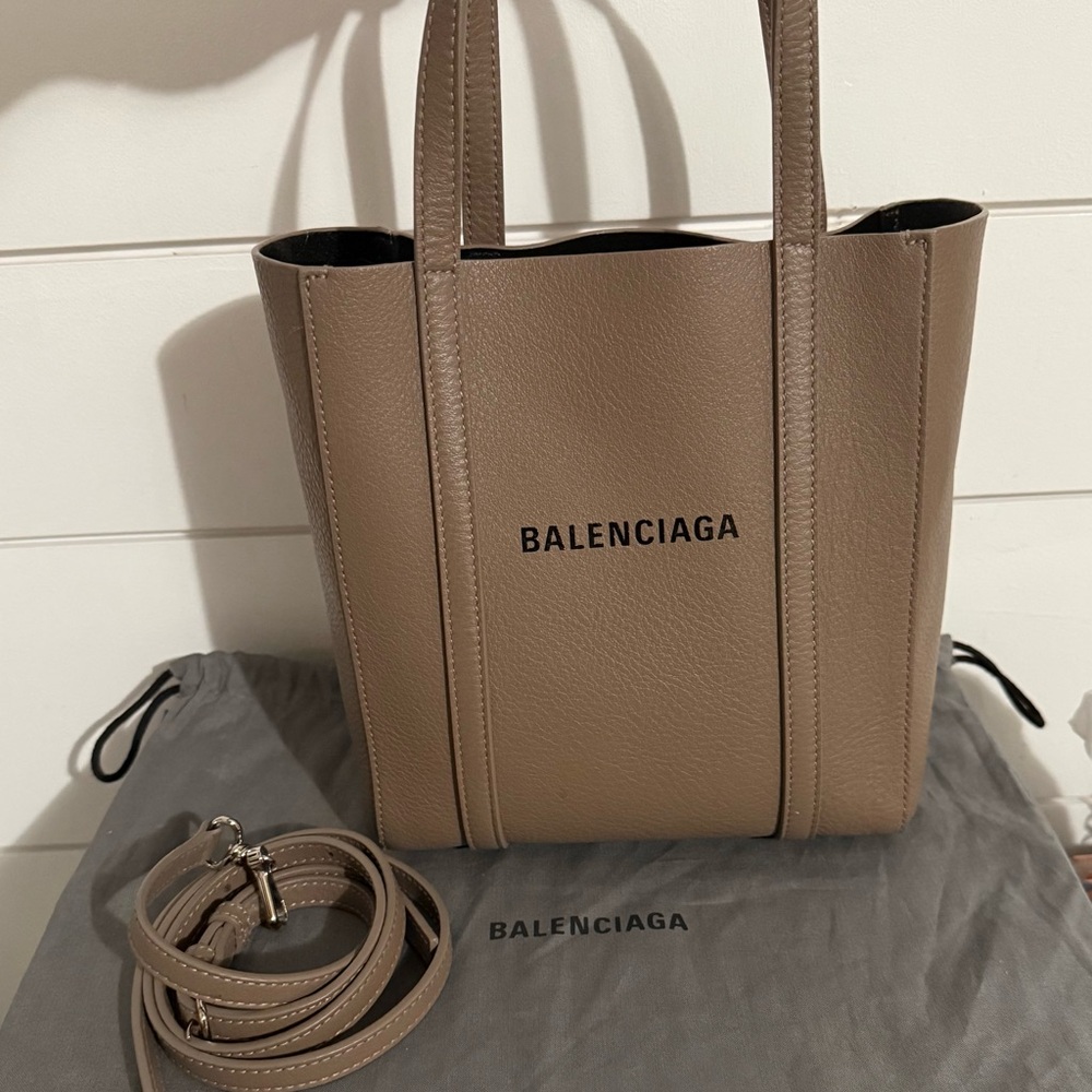 Balenciaga Taupe/Beige Leather Mini Tote with Strap